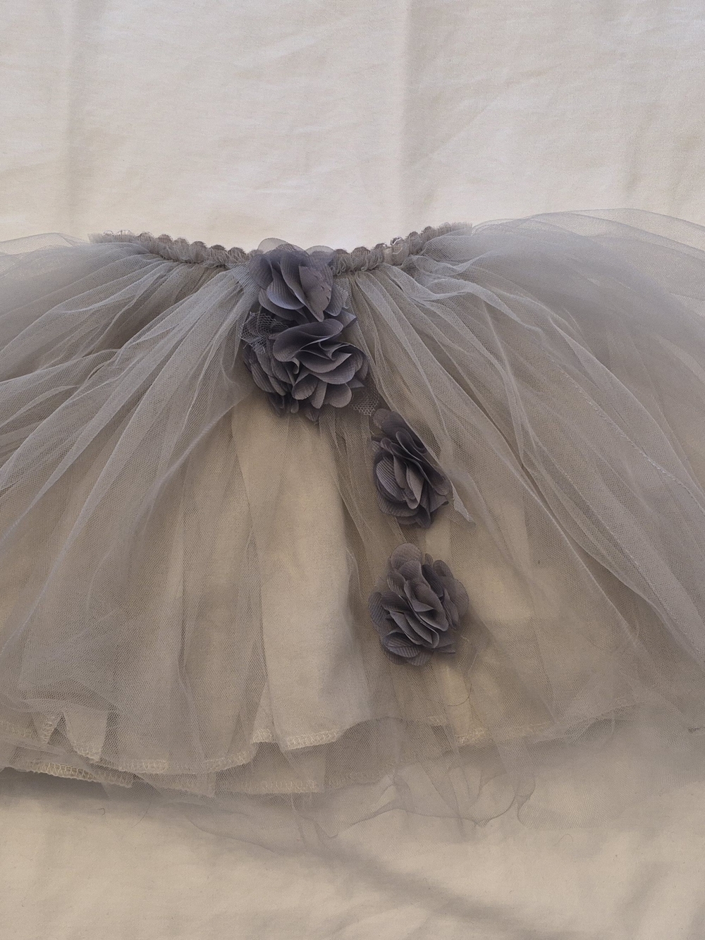 Gray Tulle Floral Accent Tutu Skirt